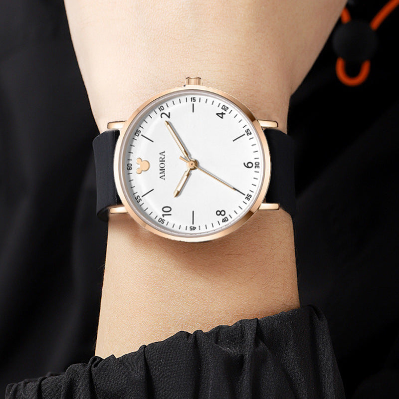 Silent quartz watch for civil service exams - suitable for students, men, and women - official exam approved, leather strap, no ticking sound