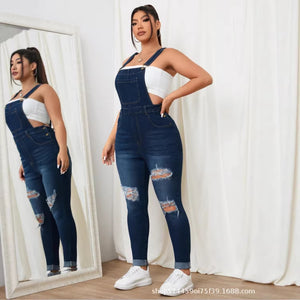 new arrivals: hot-selling plus size women's fashion distressed denim overalls for summer - perfect for , , and european & american markets
