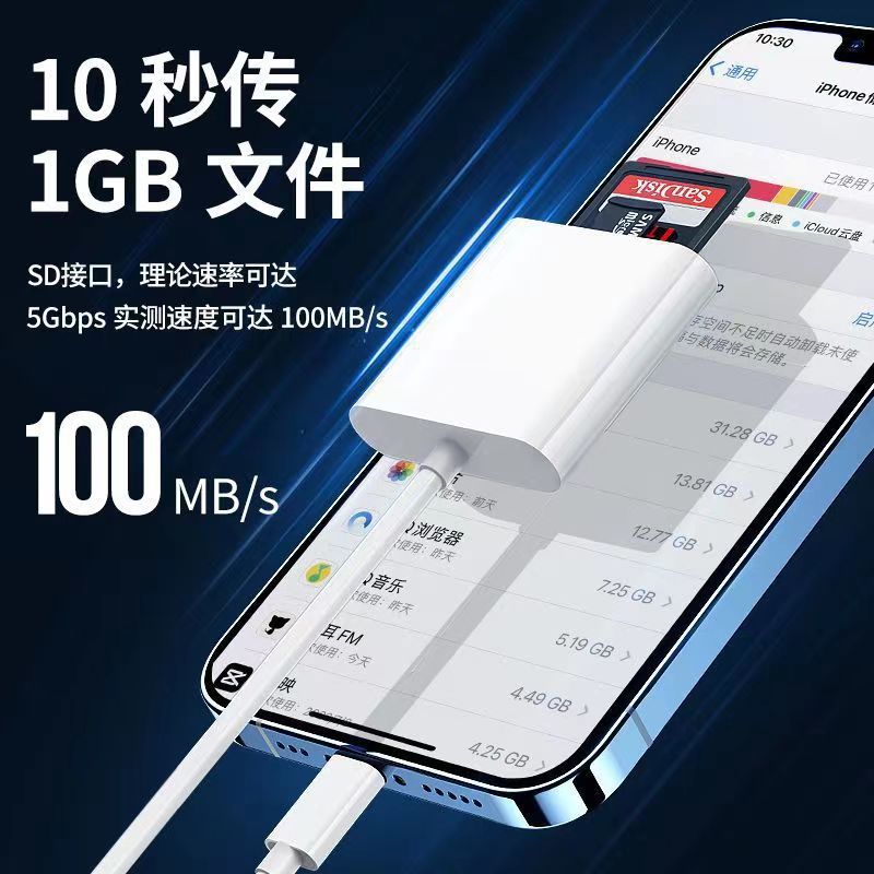 Applicable to Apple card reader, mobile phone tablet memory TF card, camera high-speed card reader, all-in-one otg adapter cable