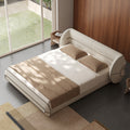 Designer cotton linen cream style bed master bedroom double soft pack cloud quilt bed classy bedroom 1.8m accessible luxury fabric bed