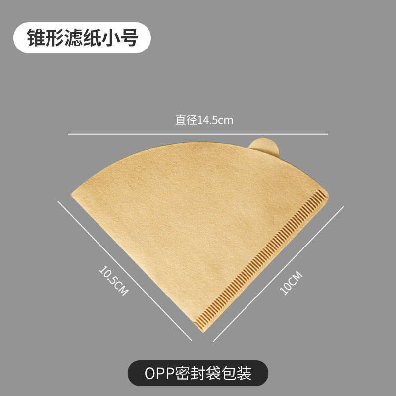 Raw wood pulp hand brew coffee filter paper, fan-shaped conical v60 filter paper, unbleached filter paper for 1-4 people
