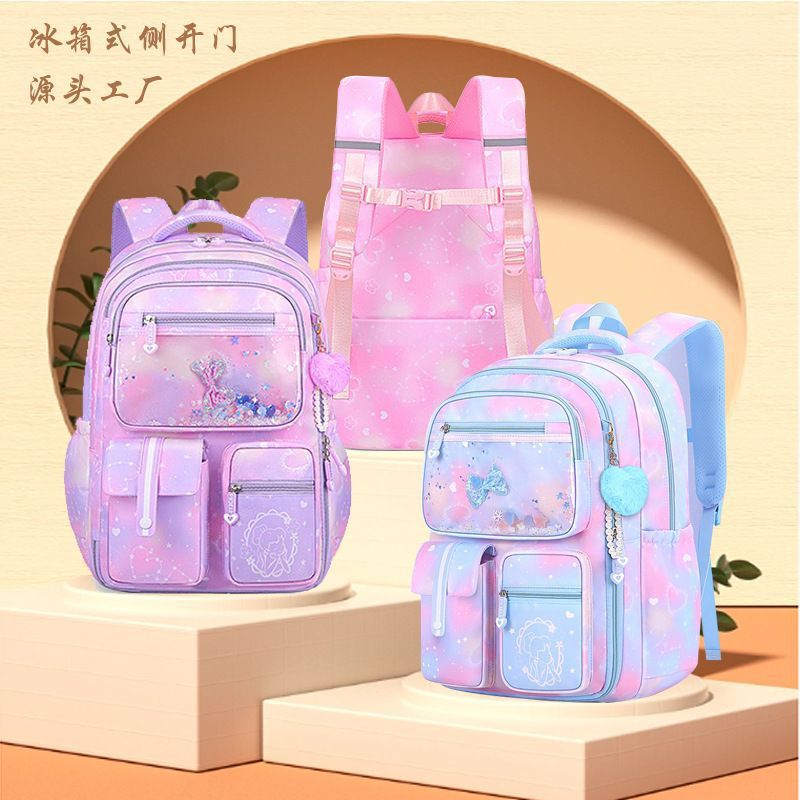 New primary school schoolbag refrigerator large capacity children's schoolbag female 1-3-6 grade burden reduction backpack female
