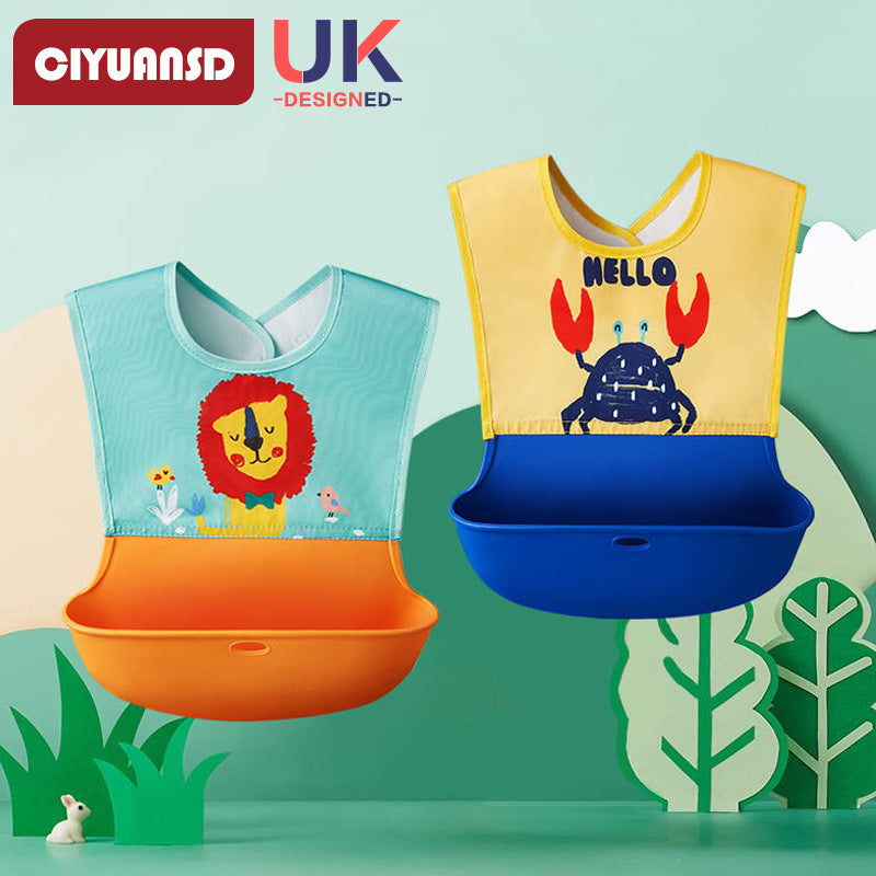 Baby eating bib waterproofkids baby silicone saliva pocket child feeding bib toddler food supplement rice pocket