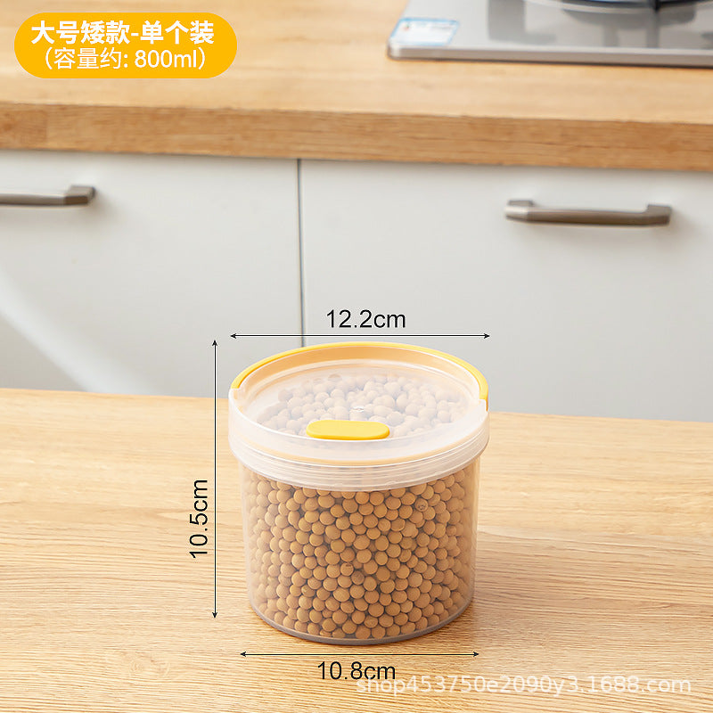 Kitchen Refrigerator Grains Plastic Sealed Jar Transparent Multifunctional Desktop Sundries Round Storage Box with Lid
