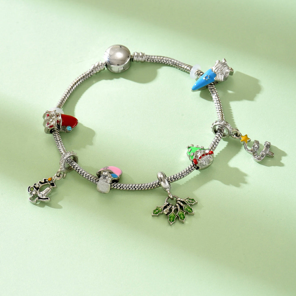 new arrival christmas bracelet jewelry fashionhip hop punk style alloy dripping oil santa claus gift bracelet