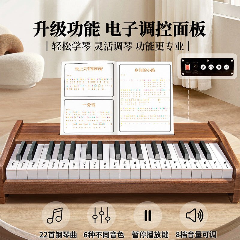 Wooden mini piano kids toy for boys and girls, 37-key electronic keyboard, early music education instrument, professional baby birthday gift
