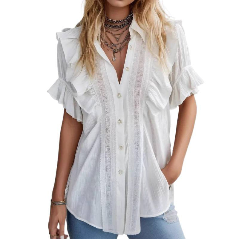Amazon fashionelegantcasualeasiest for matchslitpatchworkpolo collar shirtsummernew arrivalslimming looktops