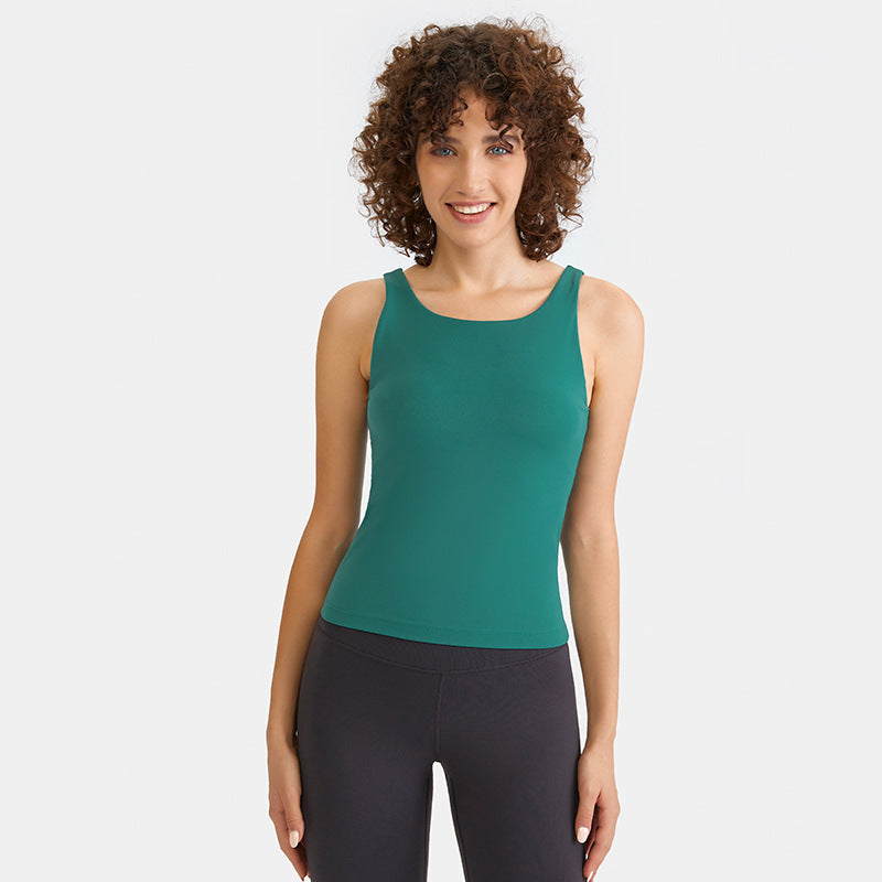 Factory direct sales new arrival yoga clothes women's beautiful straps chest pads long running sports yoga vest in stockdt138