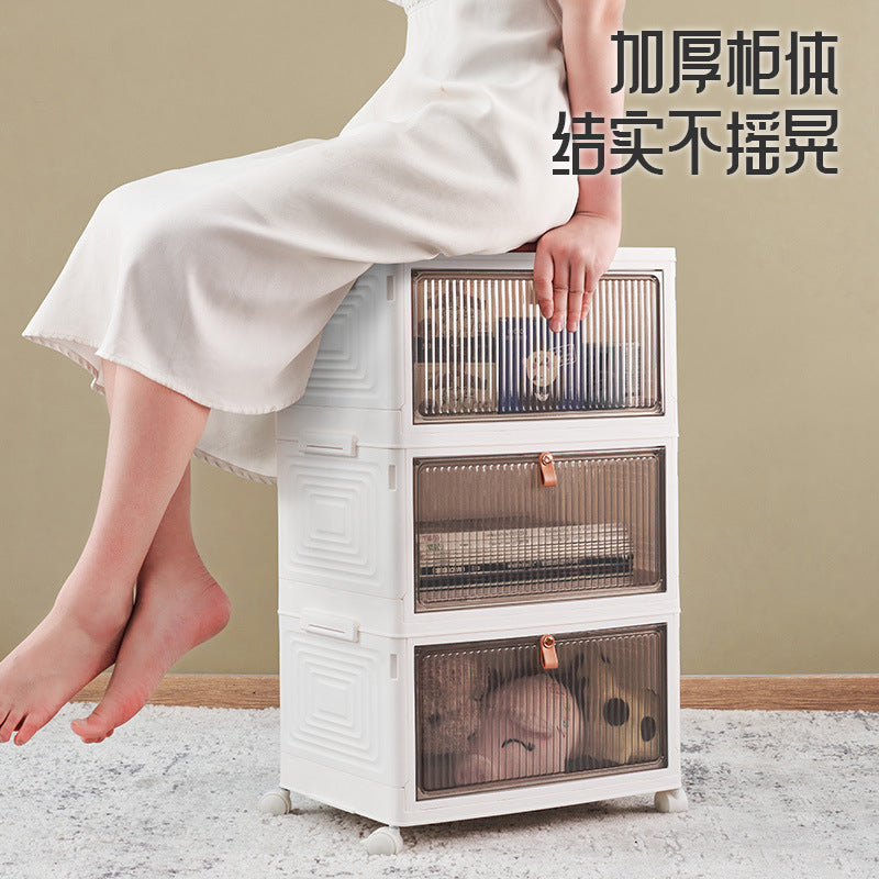 Storage box Household foldable clothes storage cabinet with wheels Sundries storage box Plastic toy sorting box Storage box
