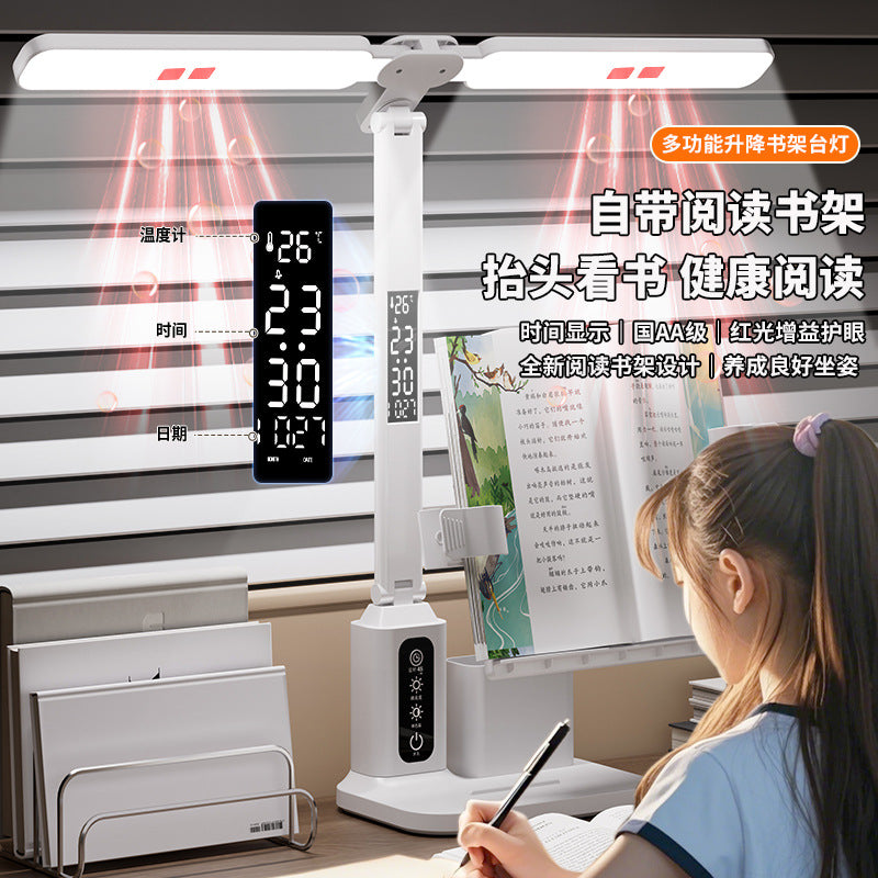 Writing board bookshelf clock red light student desk lamp eye protection learning lamp kids writing anti-low head posture corrector