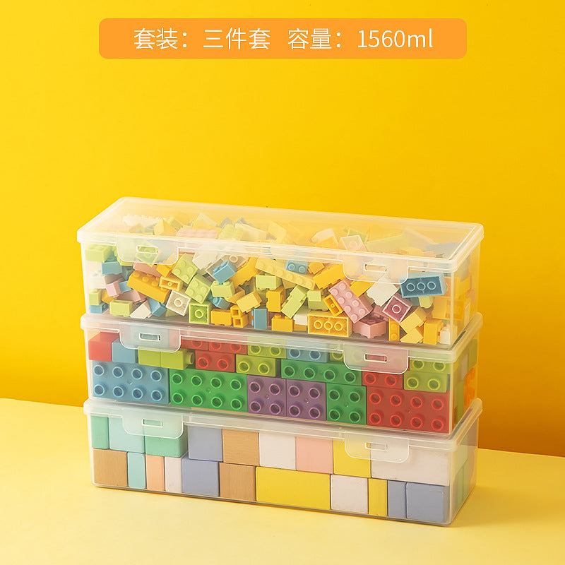 Transparent building block storage box Large capacity drawer Desktop Lego storage box with lid Plastic children's toy storage box