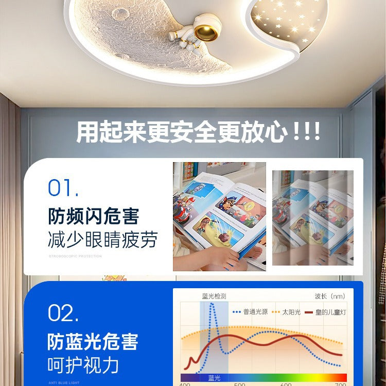Children's room eye protection full spectrum astronaut ceiling light, boys and girls bedroom room warm lighting LED lamps