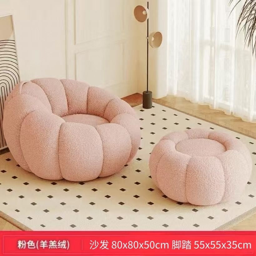 Lazy sofa can lie down and lie down pumpkin cream bedroom balcony single small sofa casualplaid tatami seat