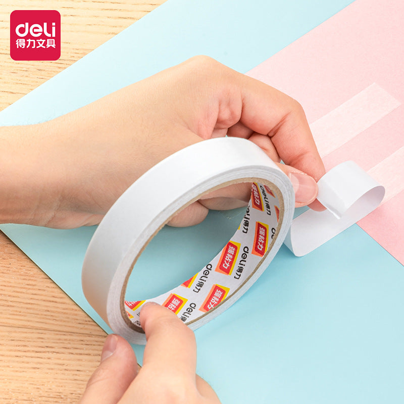 Deli office supply 30406 double-sided tape cotton paper tape strong adhesion easy to peel 18mm * 10y wide double-sided tape