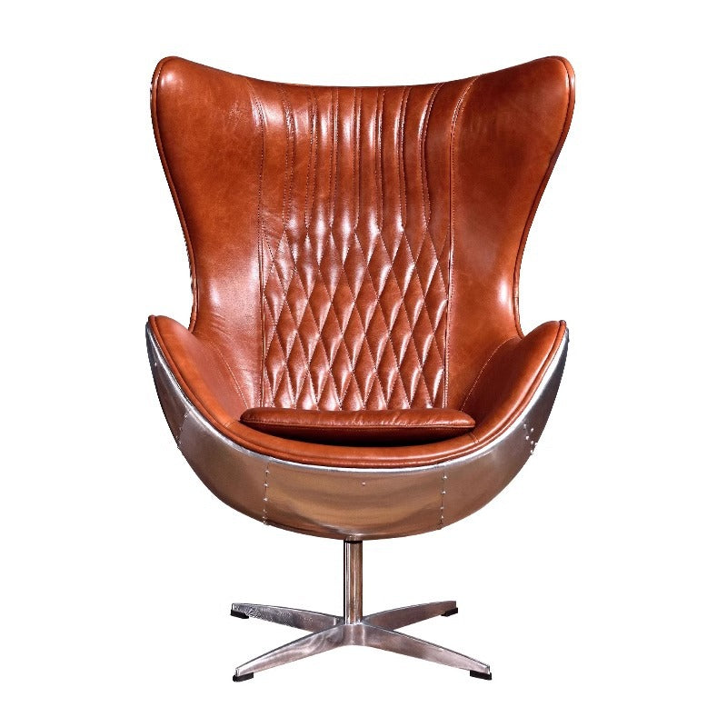 American loft leather egg chair aluminum leather space computer chair designer eggshell chair single retro industrial sofa