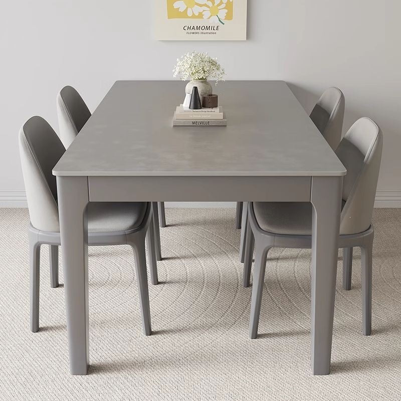 Solid wood modern rock slab dining table and chair set - minimalist italian style luxury dining table for home use