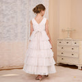 Custom girls' formal dresses, tiered cake dresses, long vest dresses, cross-border e-commerce, big & tall girls' dresses, french princess dresses