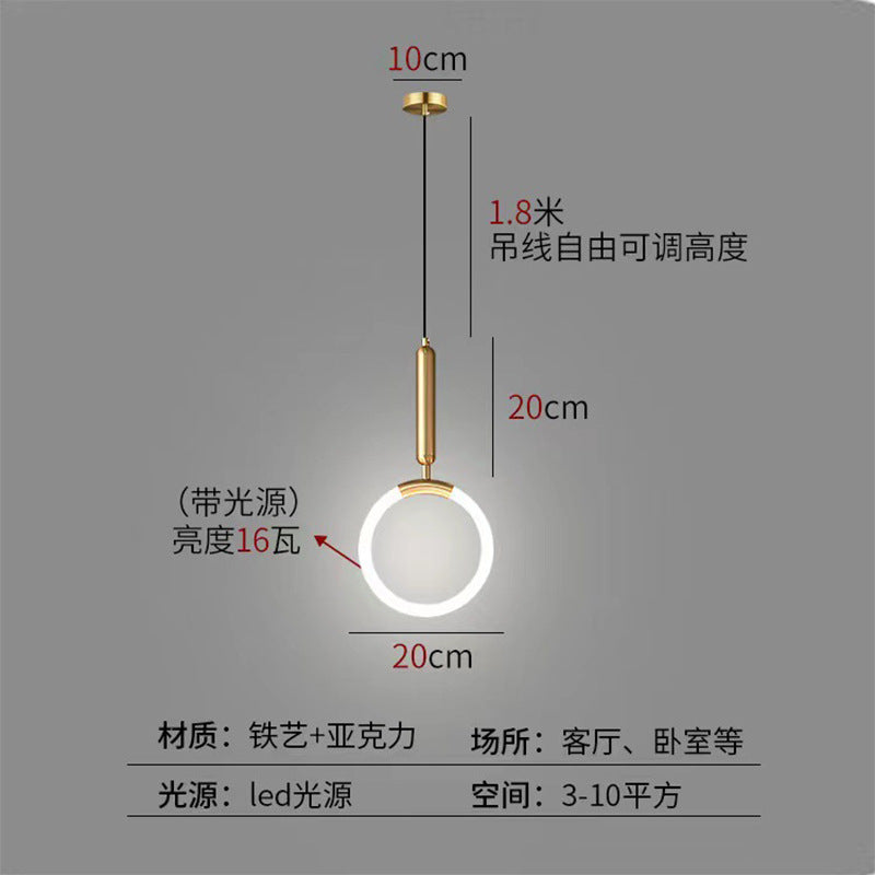 Modern minimalist brushed gold u-shaped linear pendant light - italian style for bedroom, bedside, dining room, island, bar, and hotel