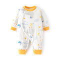 Babibele cotton jumpsuit for infants and young children 120g quilted fall and winter boneless khaki thin cotton thickened partial placket romper