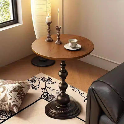 Medieval style side table living room sofa side cabinet new arrival simple small coffee table tea table retro round table