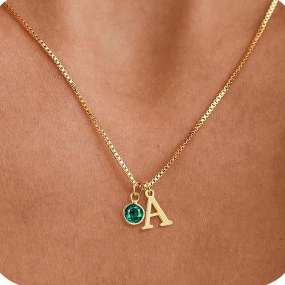 new arrival women's initial birthstone necklace fashion 14k gold-plated letter casualeasiest for match clavicle chain