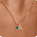 new arrival women's initial birthstone necklace fashion 14k gold-plated letter casualeasiest for match clavicle chain