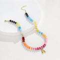 Girl's initial necklace, colorful beaded gemstone choker, gold bubble letter pendant necklace with natural stone for summer