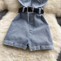 Tube topworkwear jumpsuit women's new arrivalhigh waistslimming look wide leg shortspetitescasual jumpsuit hot girl pants