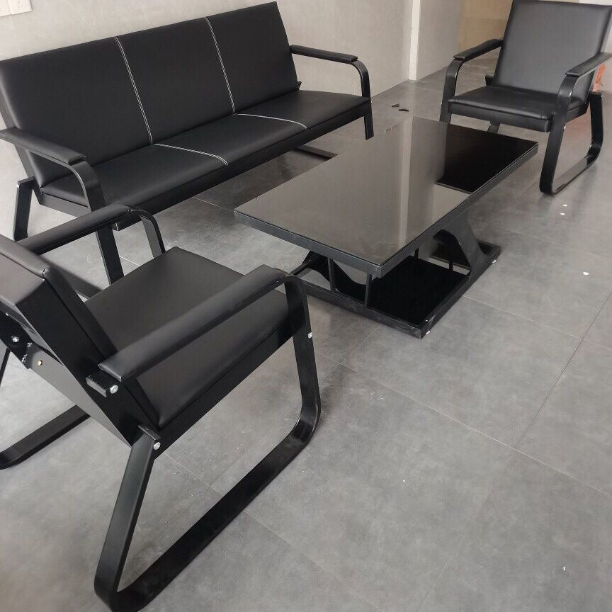 Business office sofa single three-person reception sofa coffee table combination suitcasemodern iron sofa