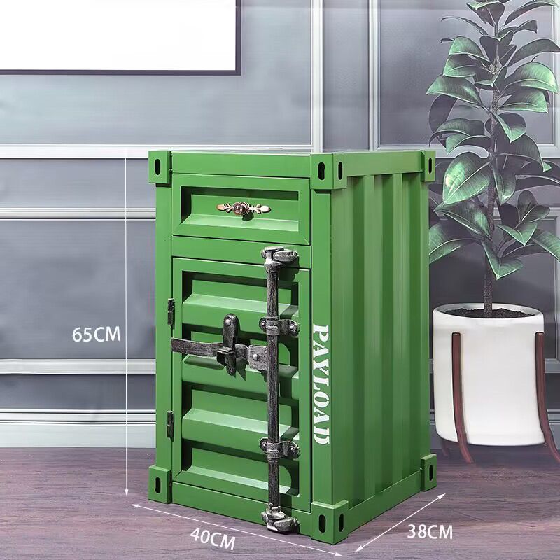 Container industrial style bedside small cabinet iron bedside table creative office side cabinet storage cabinet bedroom storage cabinet