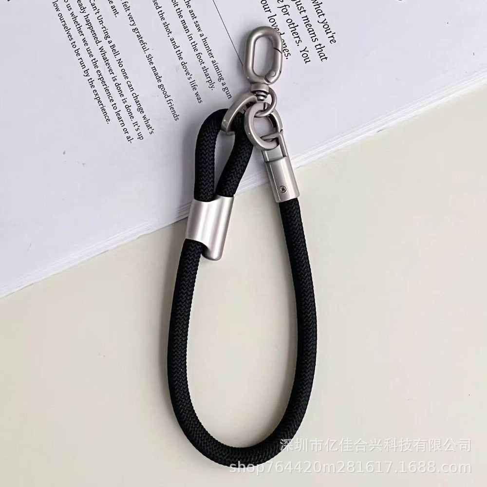 Adjustable polyester wrist lanyard - durable anti-loss phone strap with short chain, sturdy double buckle, and clip for outdoor use
