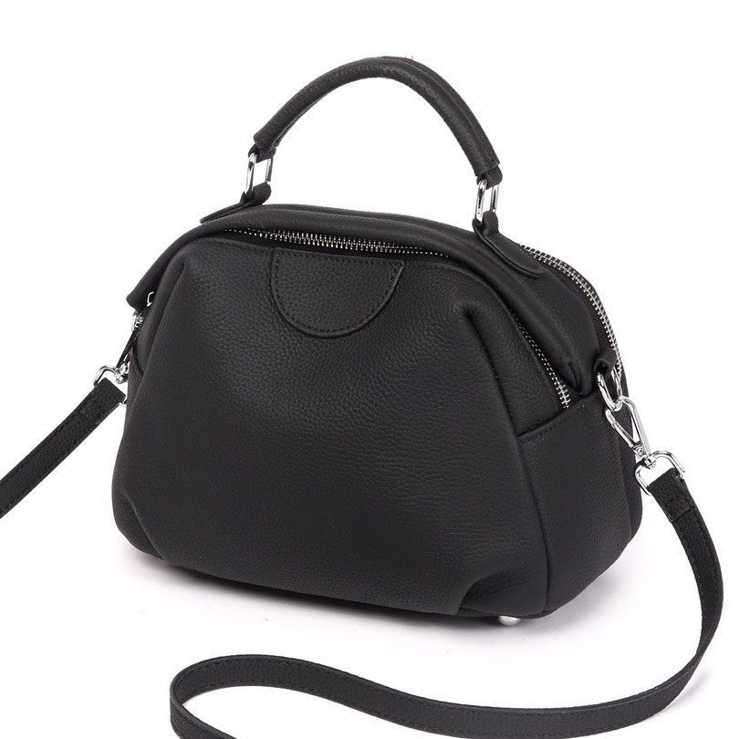 Genuine leather mini round bag - premium women's bag, new 2024 trend, ladies' autumn/winter handbag, shoulder bag, crossbody bag