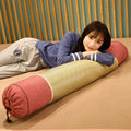 Linen mat long pillow summer cylindrical long pillow summer candy pillow bedside cushion leg pillow detachable
