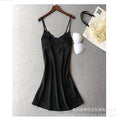 New european and american style faux silk black loungewear two-piece set - fashionable and comfortable lace trim pajama set