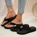 Export cross-border rhinestone beach shoes flip-flops women's summer cake round toe plus sizenew arrival wedge heel thick sole sandals women