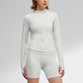 Autumn yoga long sleeve activewear fashion fitness jacket slim fit women's top zipper sun protection breathable outerwear