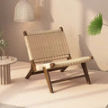 Scandinavian solid wood rope lounge chair single sofa chair b&b hotel lazy chair balcony casual saddle chair reading chair