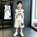 Boys' summer outfit set  new style kids sleeveless tank top clothes middle school students summer fashionable sports two-piece set
