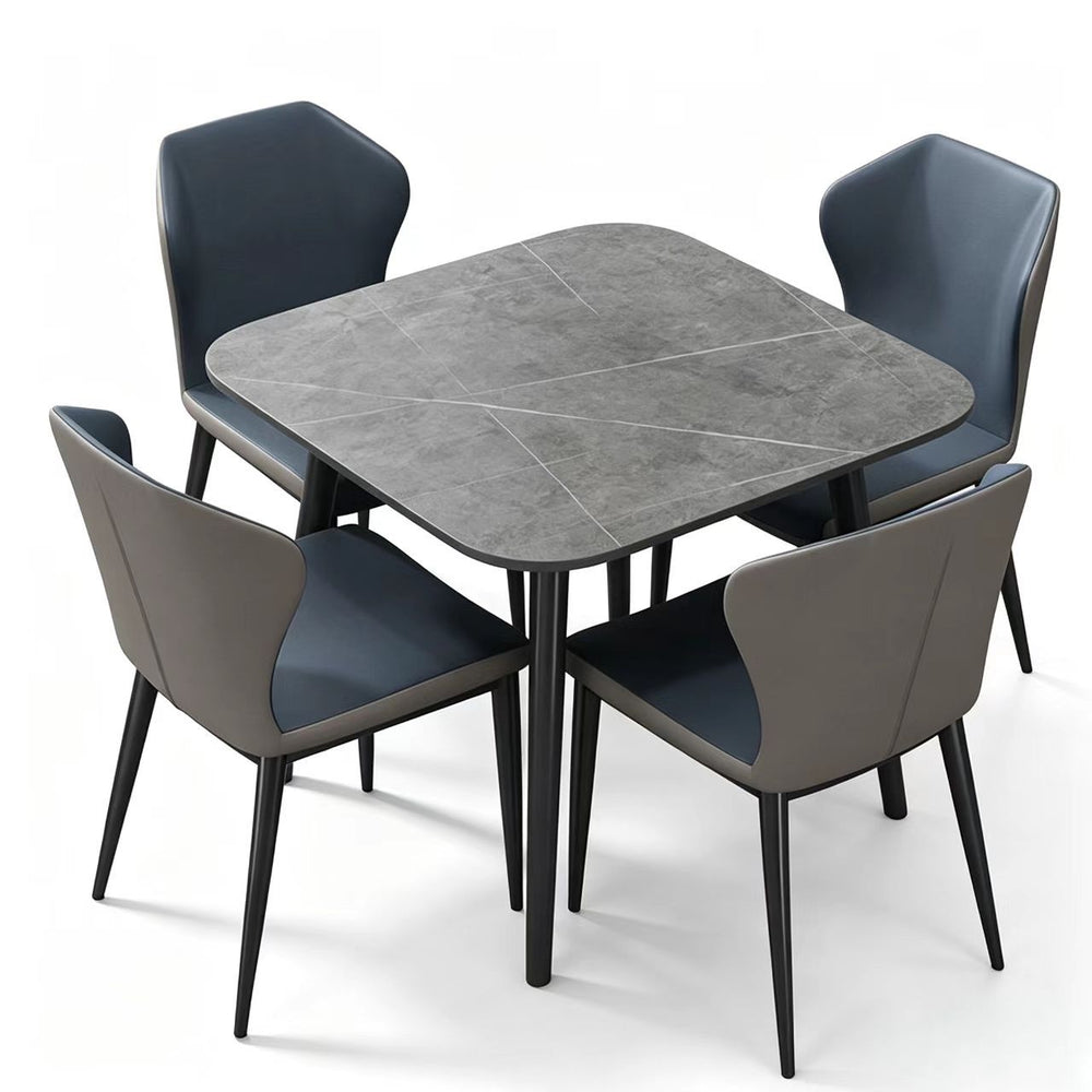 Nordic imported glossy sintered stone dining table - square, compact, casual reception & negotiation table - suitable for home, dining table set