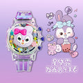 Kids' gift girls' electronic watch - stellalou, kuromi, hello kitty glitter luminous music flip cover rotating watch