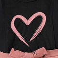 spring/autumn casual new style girls' bubble sleeve printed top + heart-shaped a-line skirt set