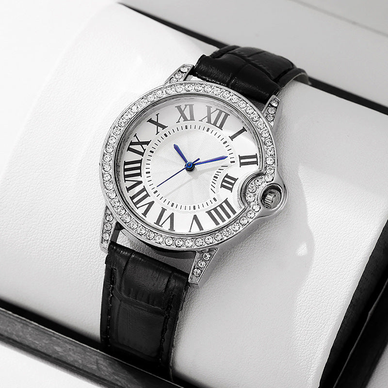2025 new fashion diamond-studded women's watch with leather strap - quartz wristwatch, direct from manufacturer, ready to ship, dropshipping available