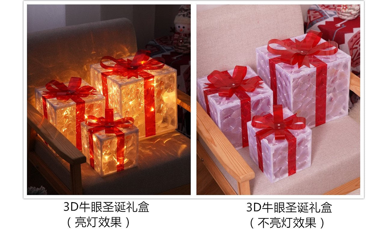 Christmas atmosphere must-have new folding Christmas gift box three-piece set, couple romantic atmosphere props gift decoration