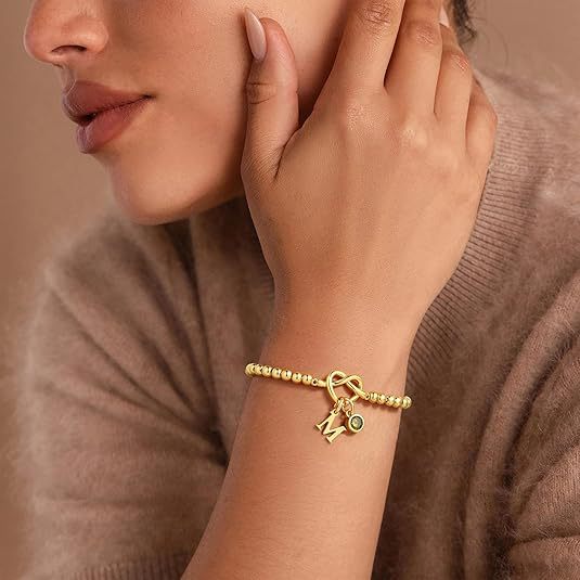 New arrivalfashion cross-border february zircon cross copper plated 14k gold pendant round beads beaded bracelet fashion jewelry