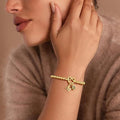 New arrivalfashion cross-border february zircon cross copper plated 14k gold pendant round beads beaded bracelet fashion jewelry