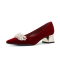 Factory customized stiletto pointed-toe suede rhinestone pumps - european & american style work shoes for women