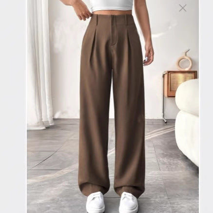 Ready-to-ship european and american style  commute-friendly, slimming, spring/summer high-waisted wide-leg pants - versatile casual suit pants/trousers