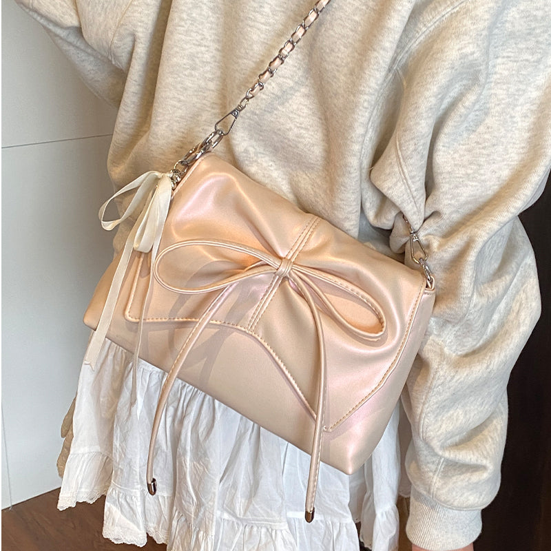Ballet style bag women's 2025 new popular fashion versatile shoulder bag high-end silver chain messenger bag