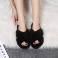 Korean 2024 fall/winter new collection: sheepskin shearling criss-cross flat women's slippers - trendy & stylish outerwear slippers