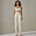European and american new seamless yoga set: camisole, beautiful back sports bra, tummy control high-waisted butt-lifting leggings for running and fitness